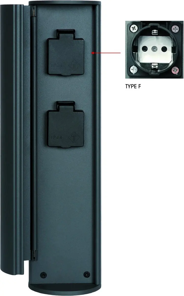 Lucide Powerpoint Buitenstopcontact Zuil Antraciet
