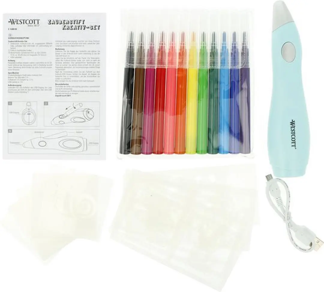 Westcott AC-E16800 Elektrische Airbrushset - 12 Stiften 36 Sjablonen
