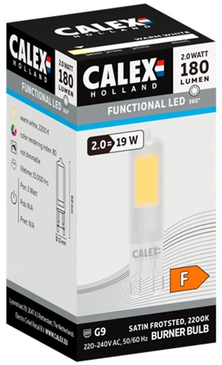 Calex Lichtbron G COB Mat - 2200K Warm Wit - Ø1.5cm