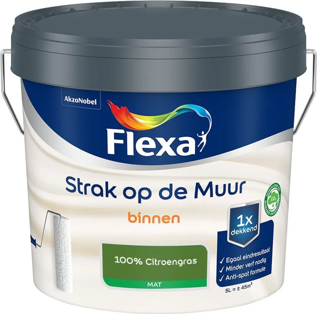 Flexa Strak op de Muur Binnen Mat Mengverf 100% Citroengras 5L