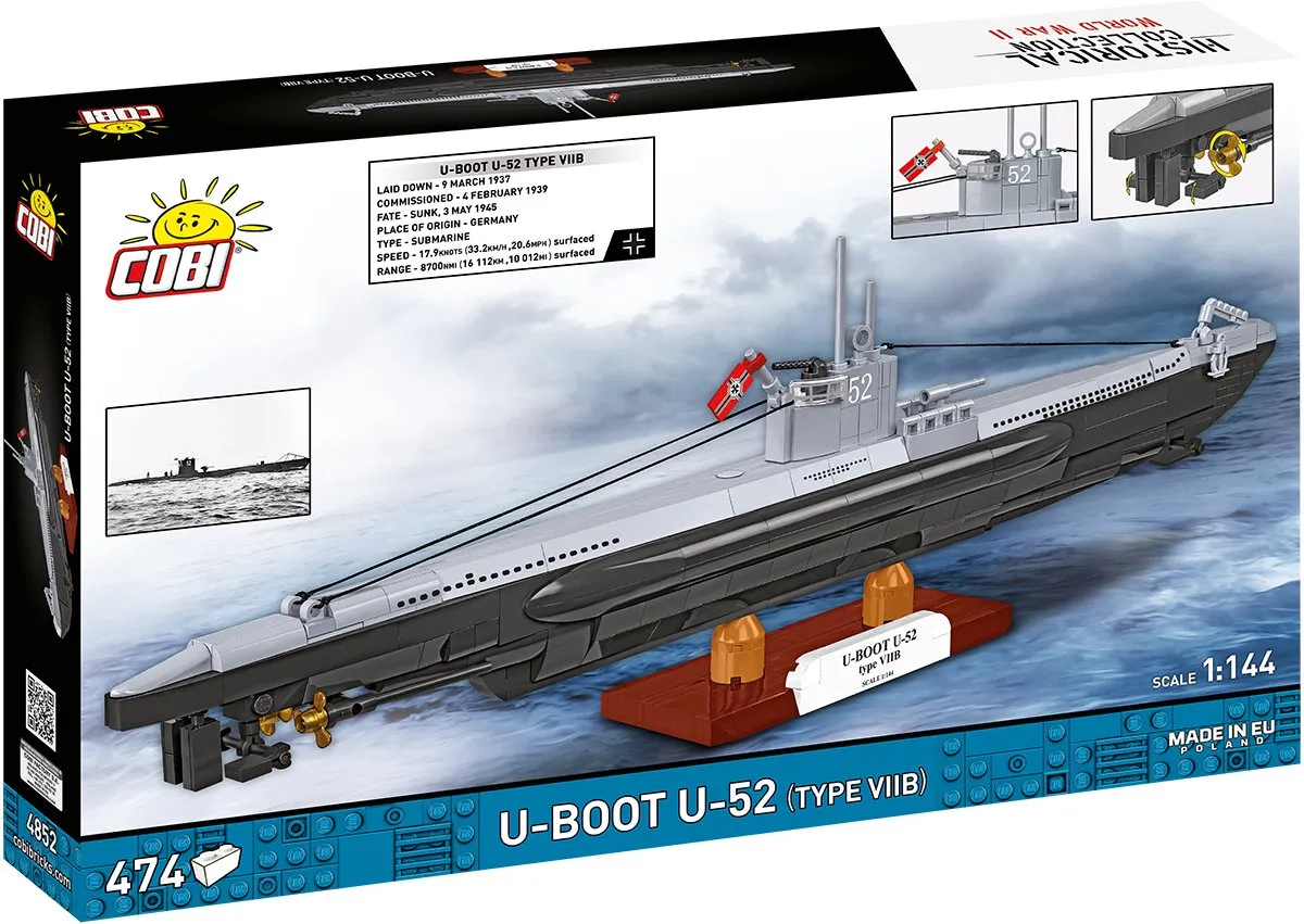 Cobi 4852 U-Boat U52 VIIB - 474 Onderdelen - Zwart/Grijs