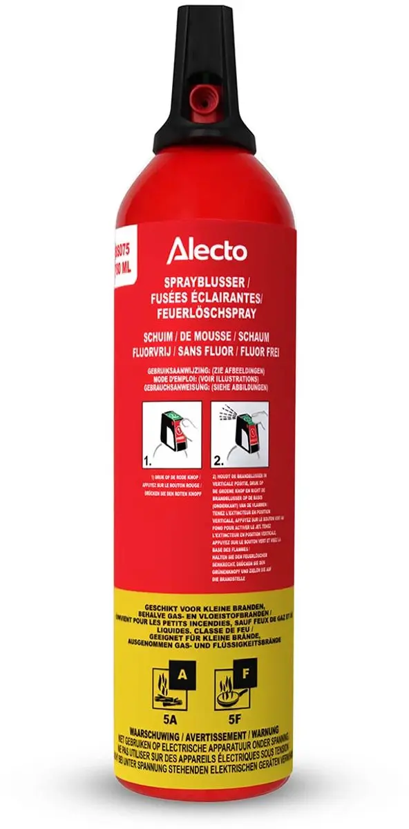 Alecto BS075 Blusspray 750ml - Brandklasse A/F - Rood