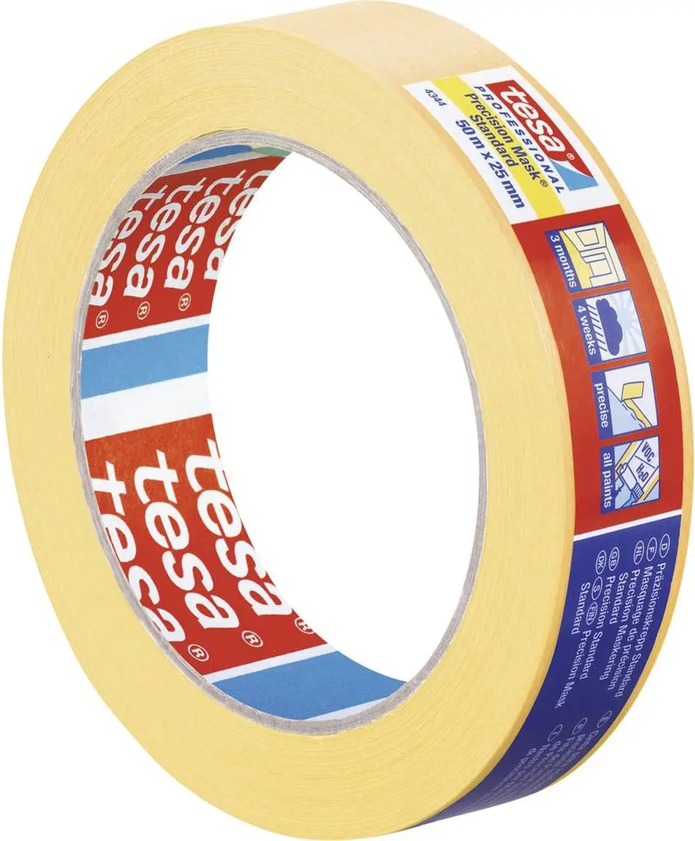 Tesa Precision Standard 04344-00003-00 Maskeertape - 50m x 25mm - Geel - afbeelding 6 van 6