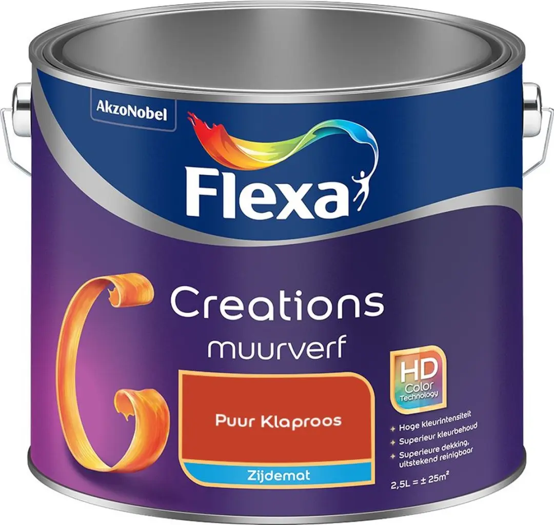 Flexa Creations Muurverf Zijdemat Puur Klaproos 2,5L