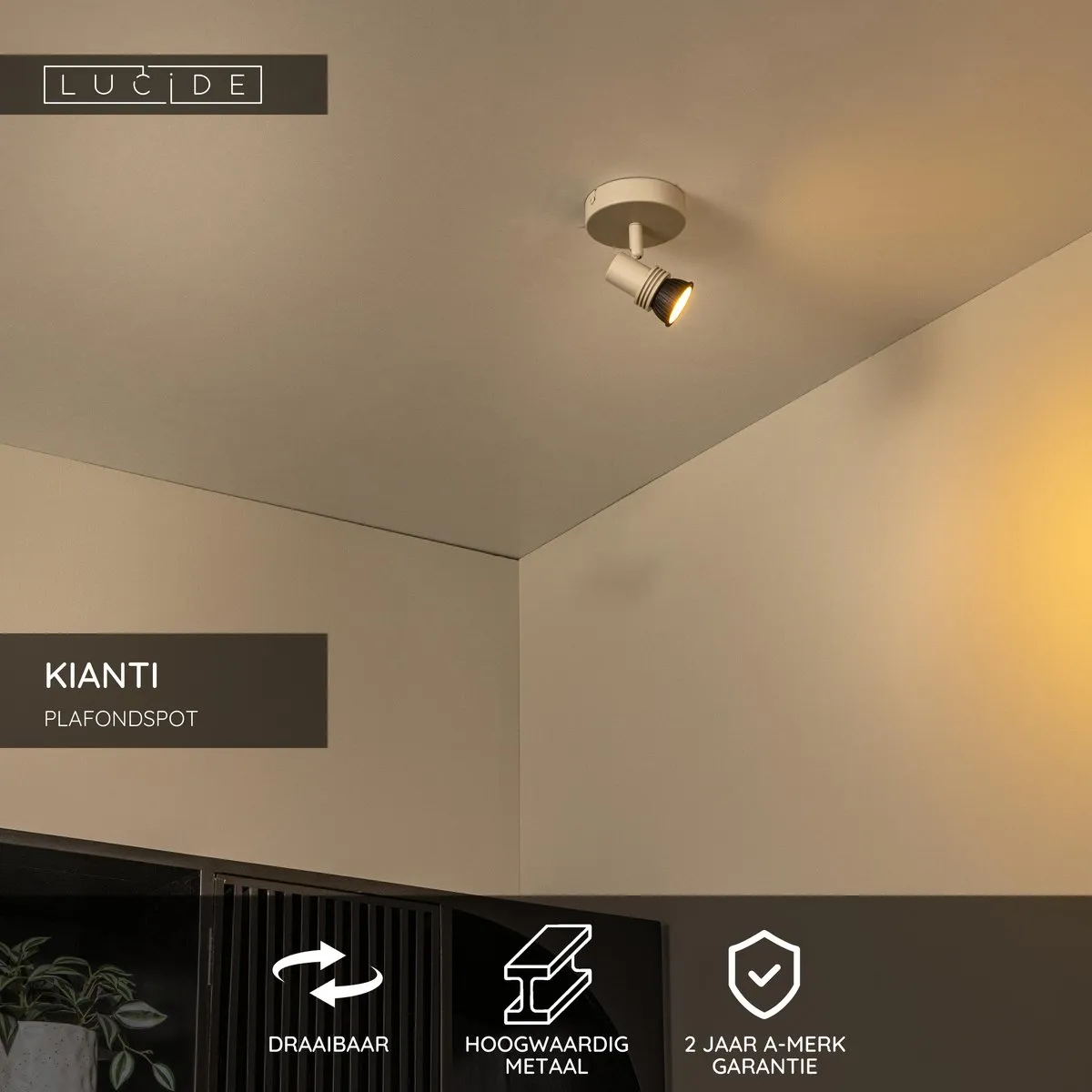 Lucide KIANTI Plafondspot Ø10cm - 1xGU10 Taupe