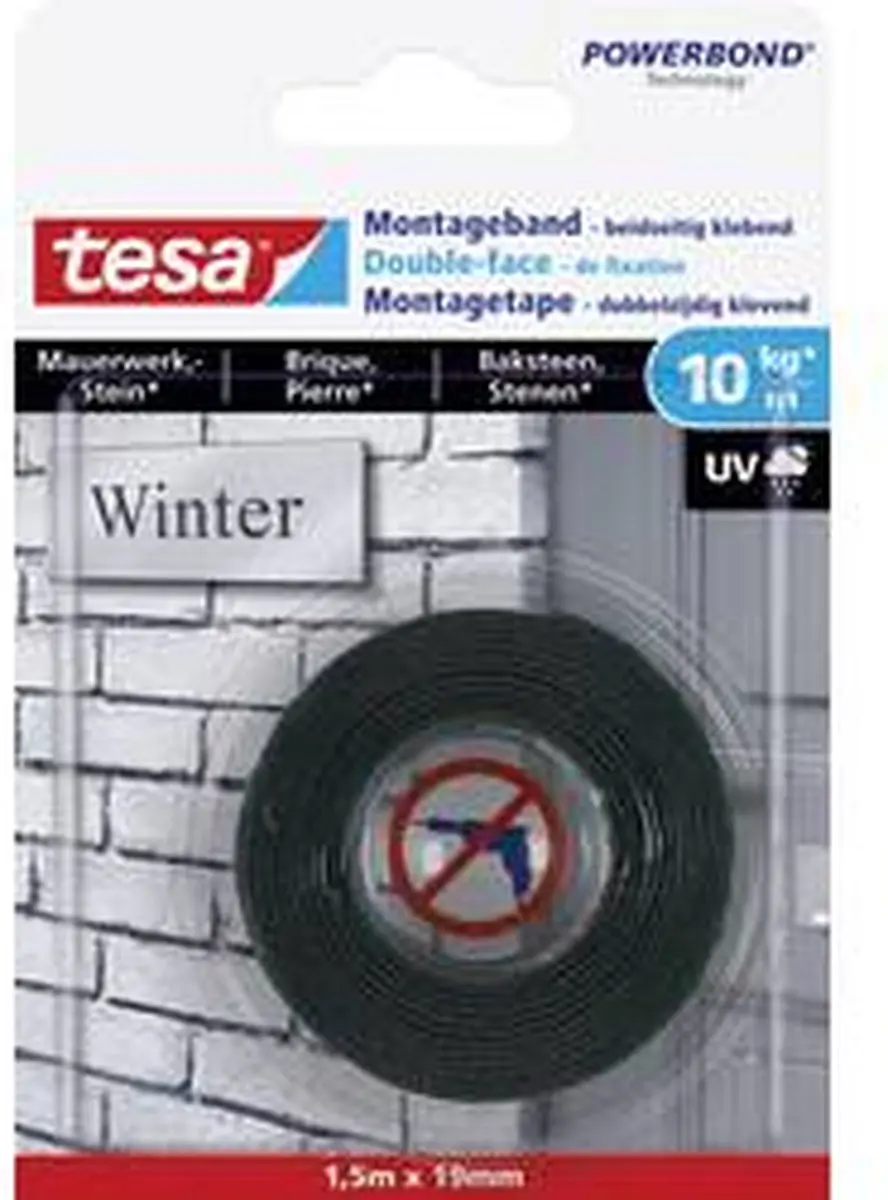 Tesa Powerbond Montagetape 1,5m - Zwart