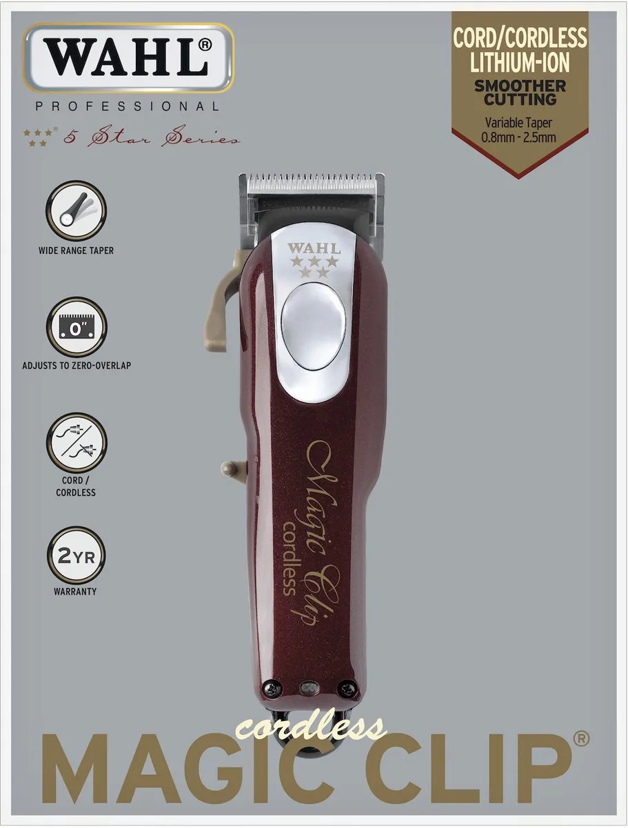 Wahl Magic Clip Cordless Tondeuse - 8 Opzetkammen - Bordeaux/Goud - afbeelding 6 van 6