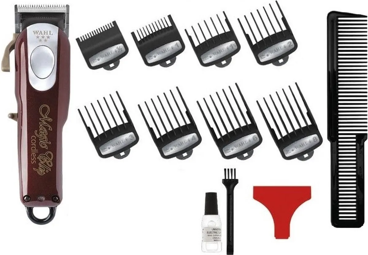 Wahl Magic Clip Cordless Tondeuse - 8 Opzetkammen - Bordeaux/Goud