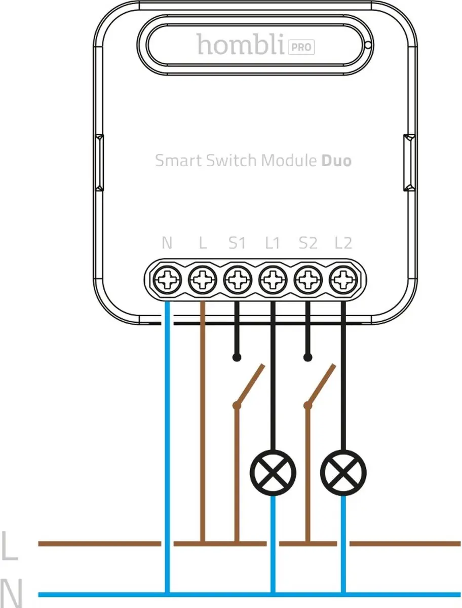 Hombli Smart Switch Module Duo - 2300W - Zwart