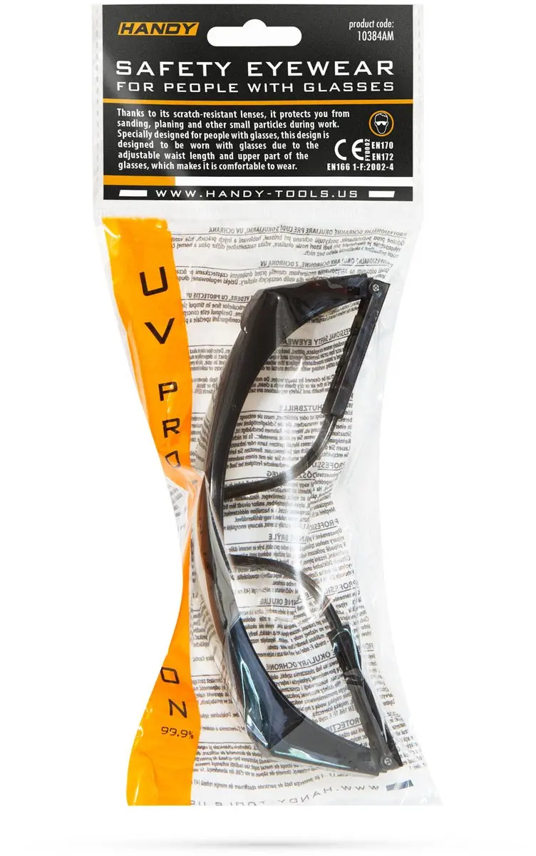 Handy Veiligheidsbril Brildragers Amber - UV-Bescherming EN166/170/172