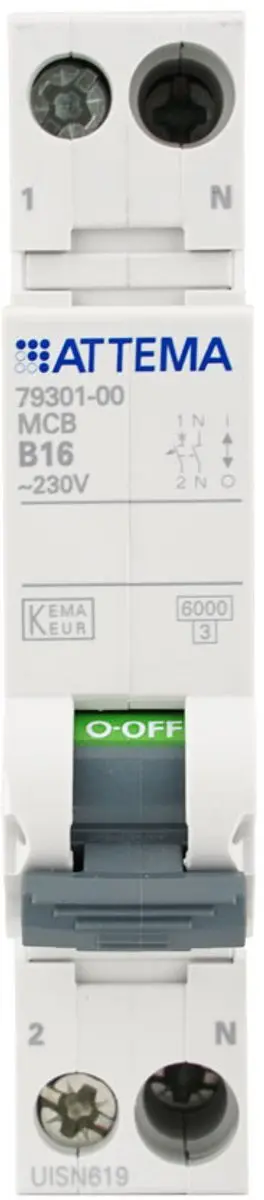Attema AT90200 Installatieautomaat 1P+N 16A B-karakteristiek