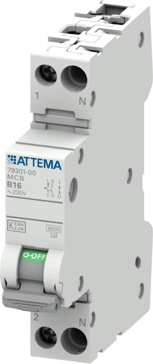 Attema AT90200 Installatieautomaat 1P+N 16A B-karakteristiek