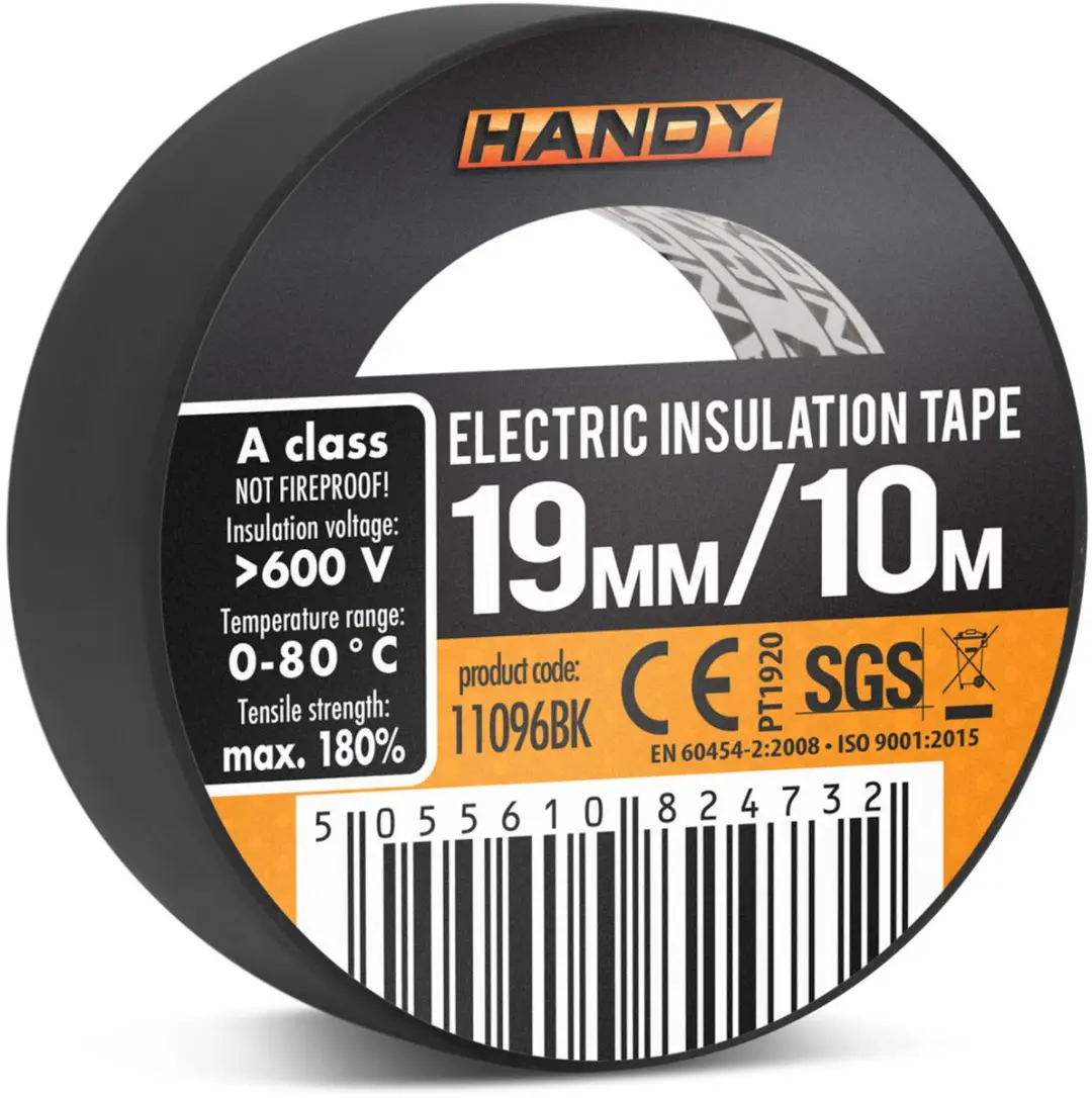 Handy Isolatietape Zwart 10x10m 19mm - 10 Rollen