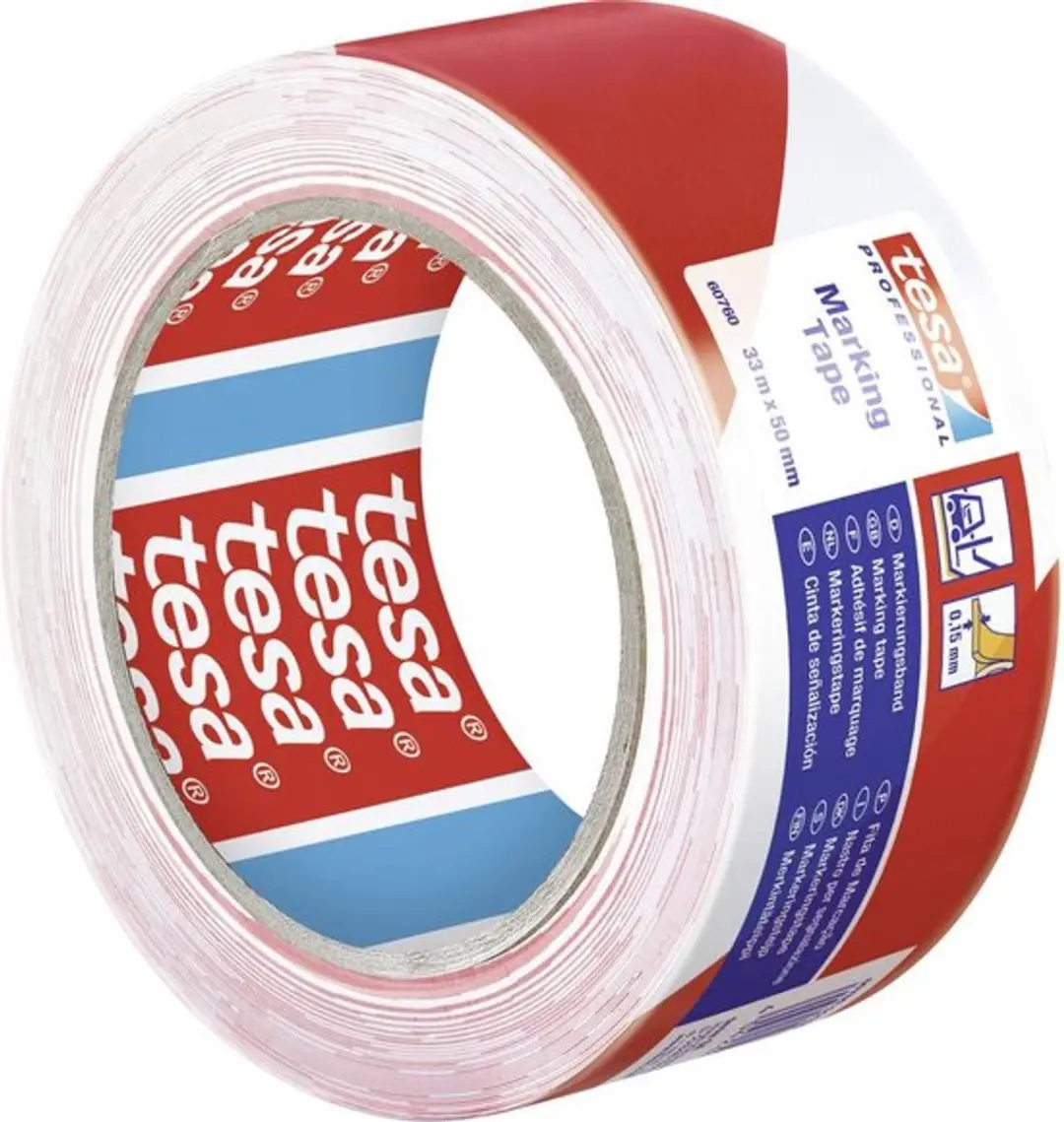 Tesa 60760-00088-15 Vloermarkeringstape 33m x 50mm - Rood/wit
