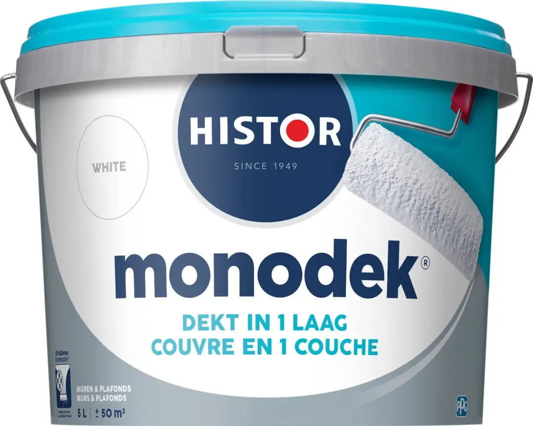 Histor Monodek Muurverf Binnen Mat Wit 5L