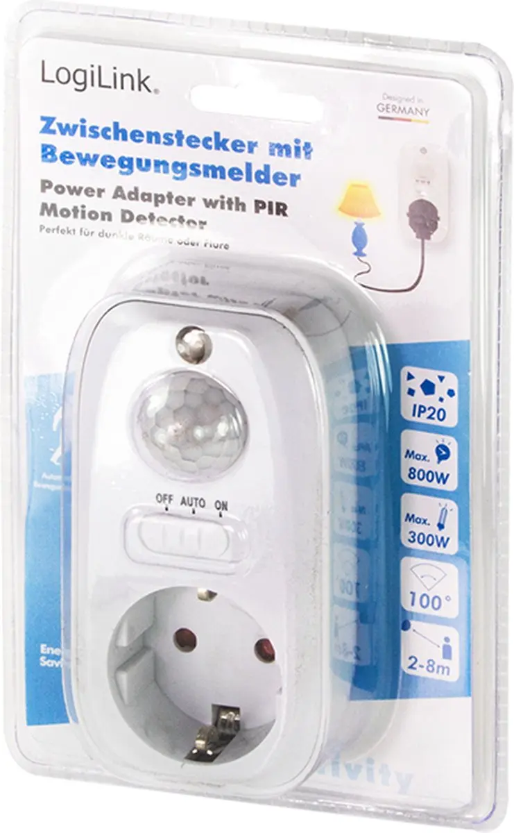 Logilink Bewegingssensor met doorvoerstekker - Wit