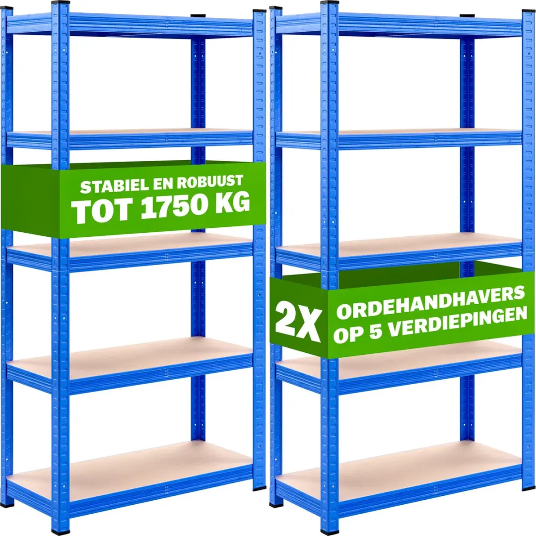 Monzana Stellingkast Set 2x Blauw - 180x90x40cm - 5 Planken