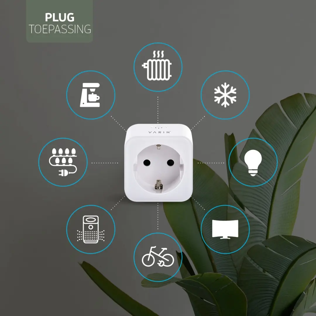 Varin Slimme Stekker 16A - Energiemeter - App/Bediening - Wit