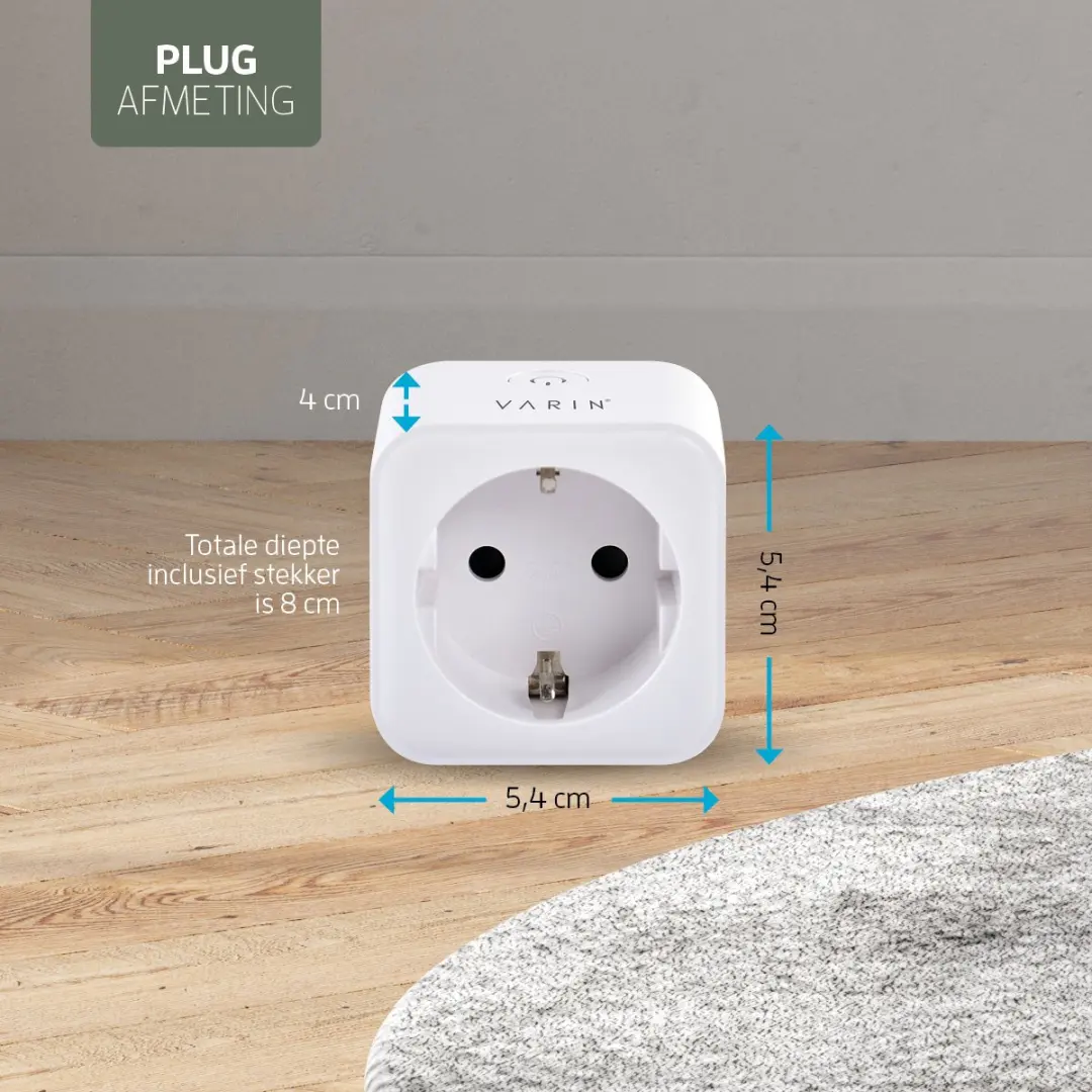 Varin Slimme Stekker 16A - Energiemeter - App/Bediening - Wit
