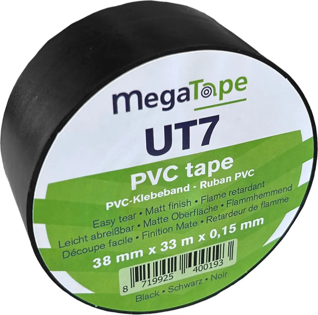 Kortpack Megatape UT7 PVC Isolatietape 38mm x 33m - 4 Rollen