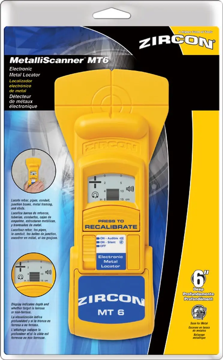 Zircon MT 6 Metaaldetector - Scant tot 15cm in beton - Geel