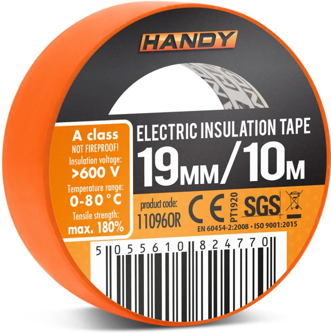 Handy Isolatietape Oranje 10m x 19mm - 10 Rollen