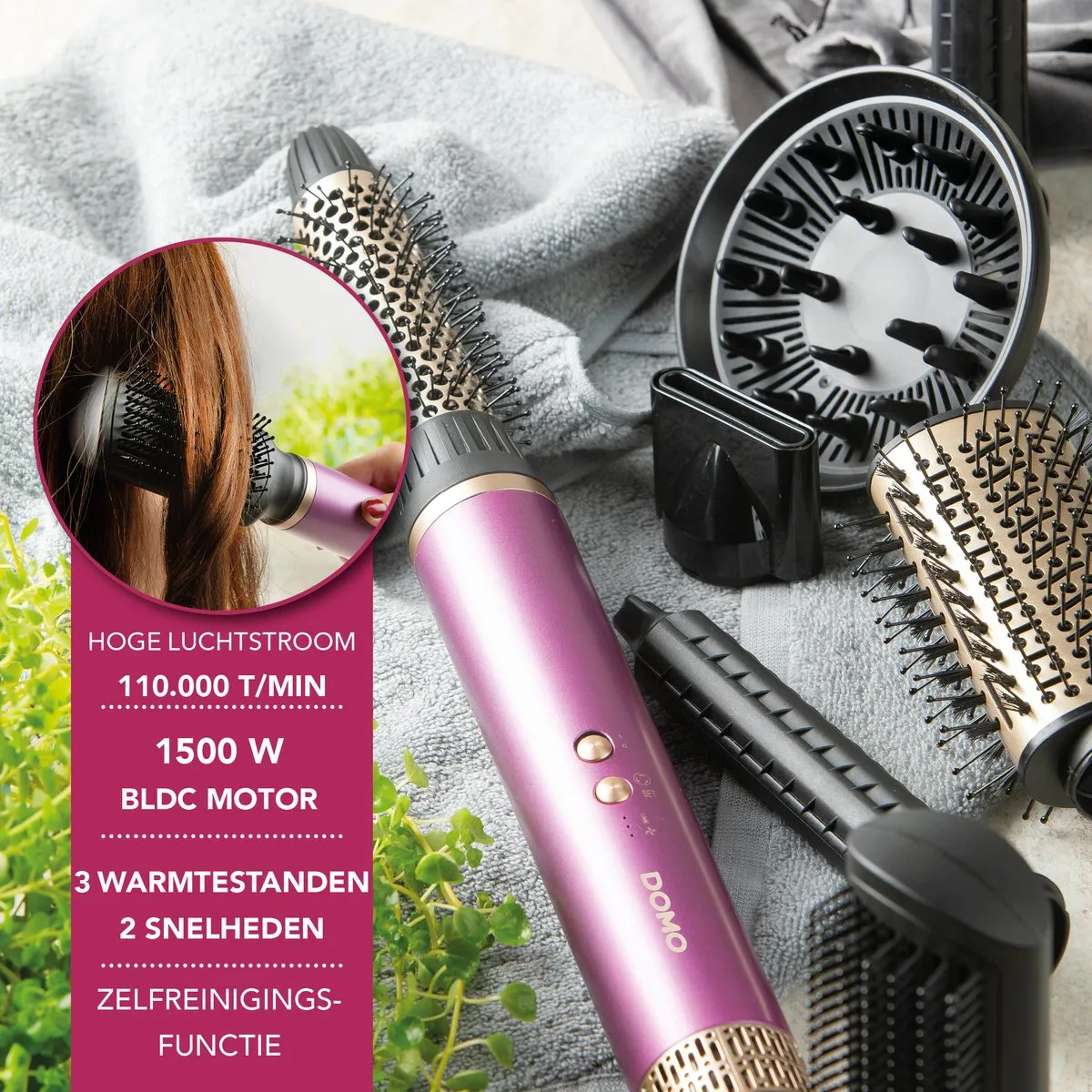 Domo DO54782HS 7-in-1 Airstyler - Paars/Goud