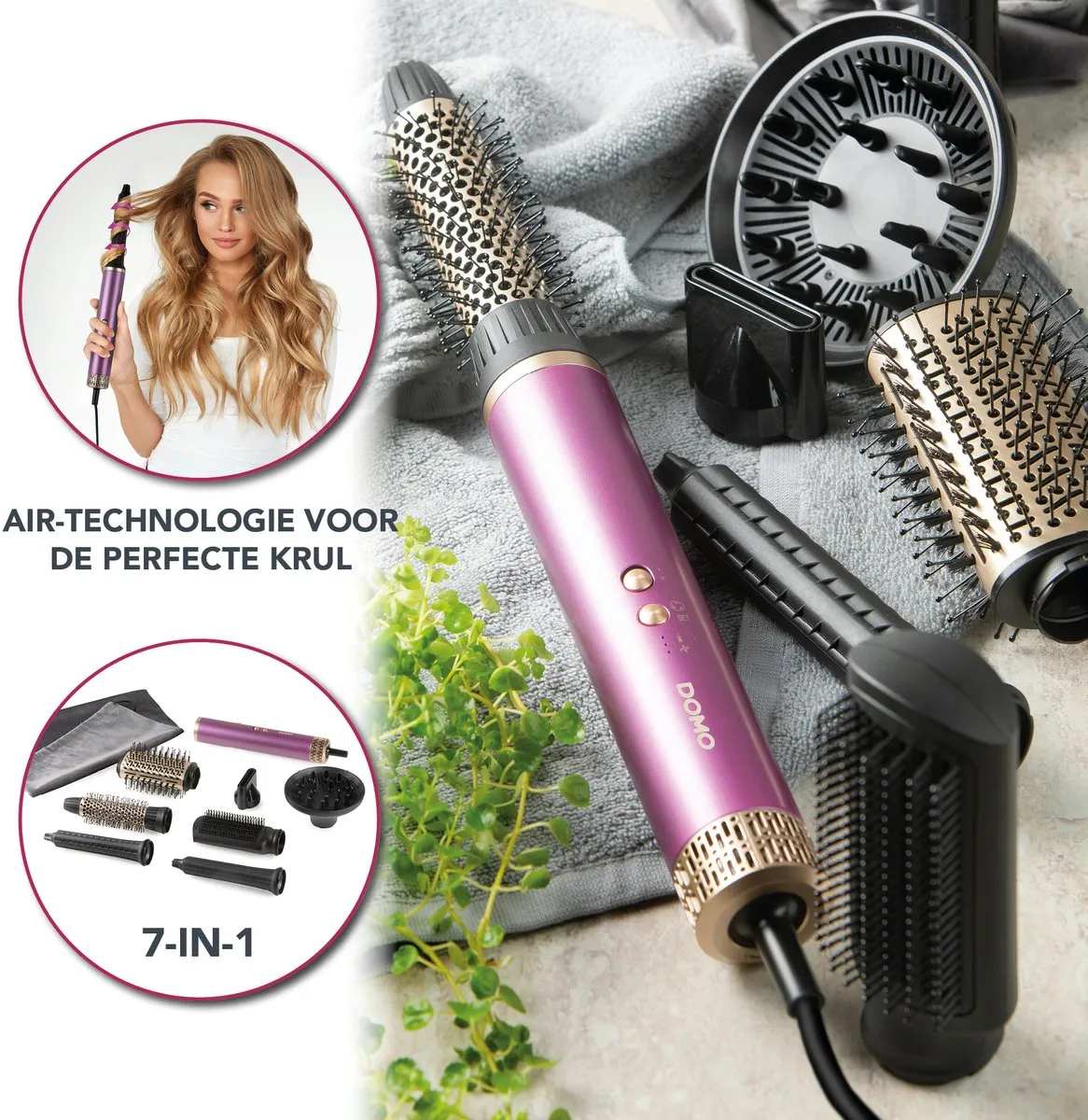 Domo DO54782HS 7-in-1 Airstyler - Paars/Goud