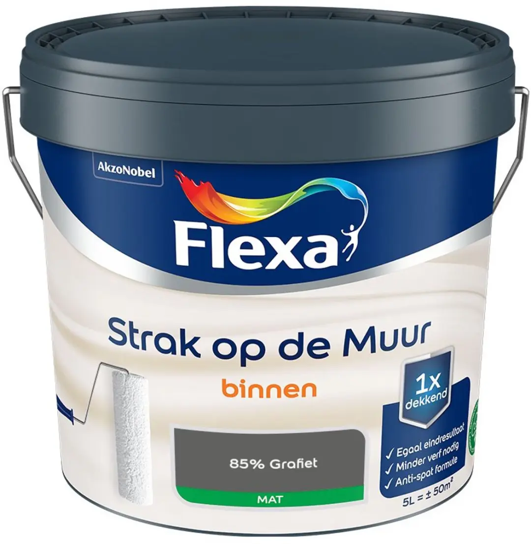 Flexa Strak Op De Muur Binnen Mat Mengverf 85% Grafiet