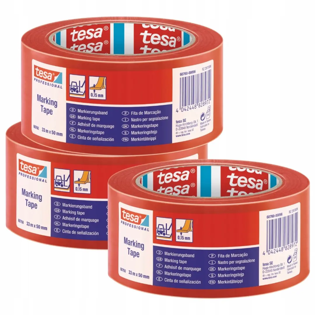 Tesa Waarschuwingstape PVC Rood 3x33m