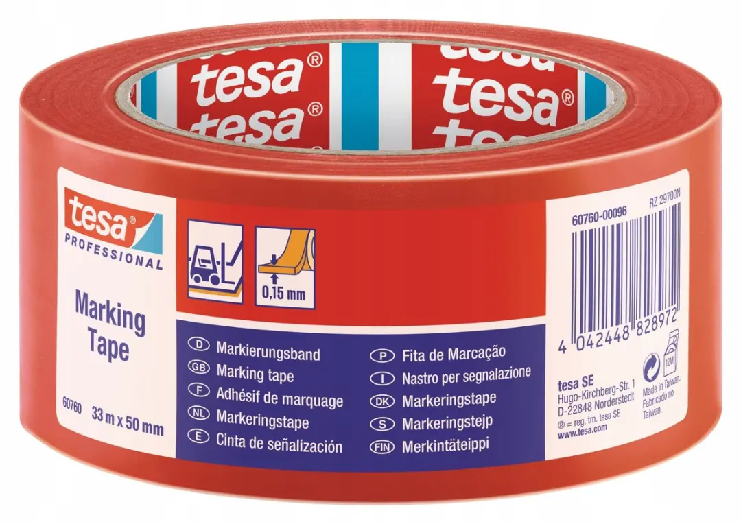 Tesa Waarschuwingstape PVC Rood 3x33m