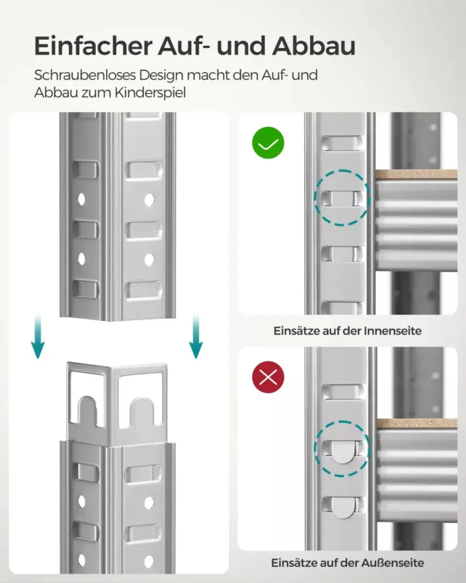 Songmics 5-laags Stellingkast GLR040E03 - 875 kg - 40x90x180cm - Zilver - afbeelding 2 van 6
