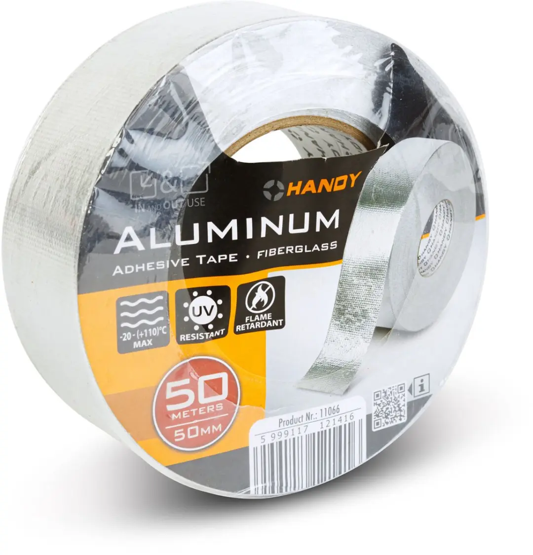 Handy Aluminium Plaktape 50m x 50mm - Glasvezelversterkt - Zilver