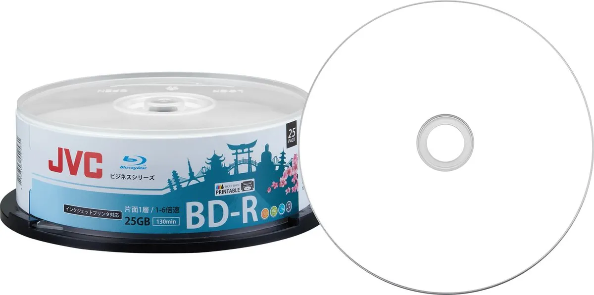 JVC BD-R 25GB White Printable - 25 Stuks