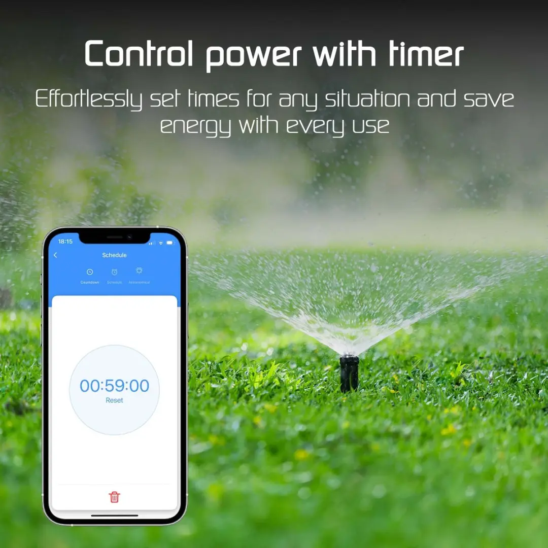 LEDVION Smart Buitenstekker 2x - 50m Bereik - WiFi Energiemeter - Zwart