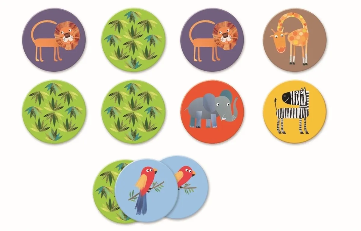 Djeco Memory Jungle DJ08159 Geheugenspel - 15 Dierenparen - Multicolor - afbeelding 2 van 6
