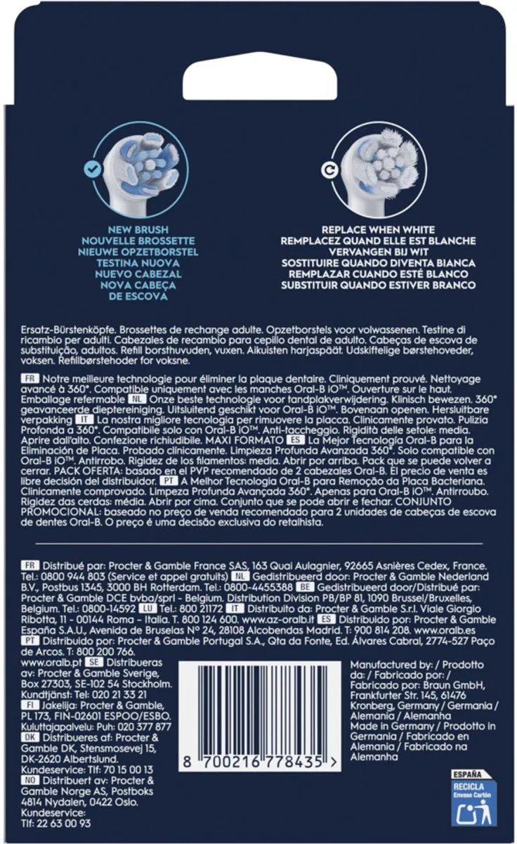 Oral-B iO Ultimate Clean Opzetborstels 8 Stuks - Wit