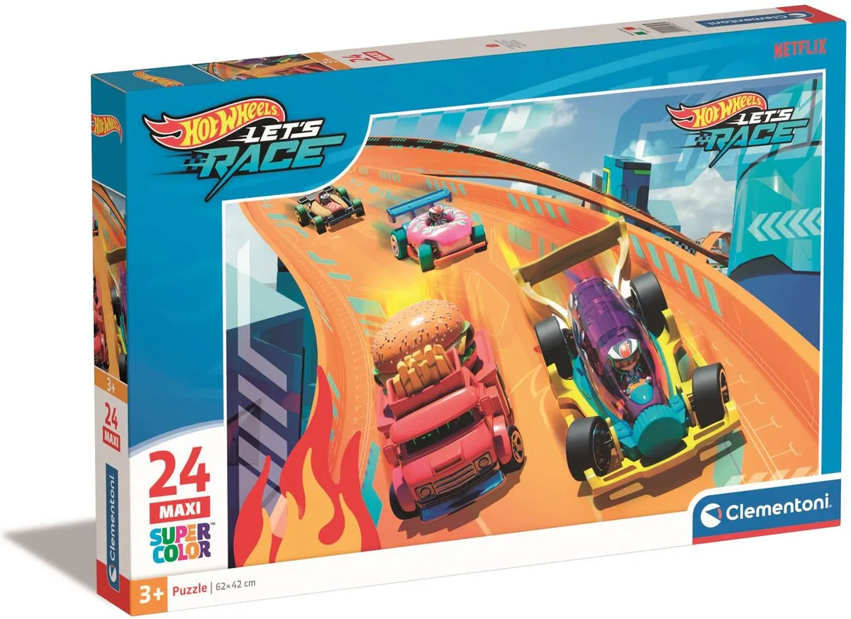Clementoni Hot Wheels Kinderpuzzel 24 Maxi Stukjes