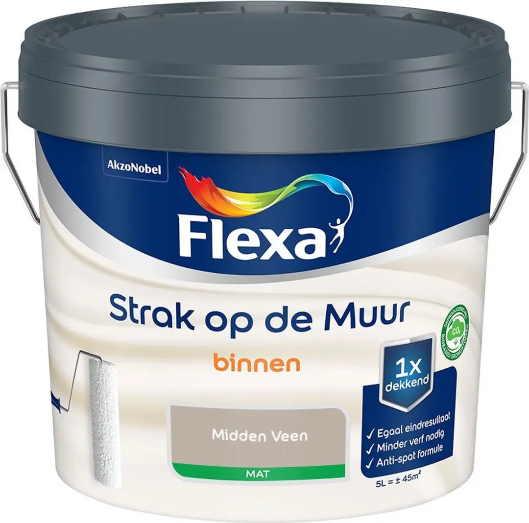 Flexa Strak Op De Muur Binnenmat Midden Veen Mengverf 5L