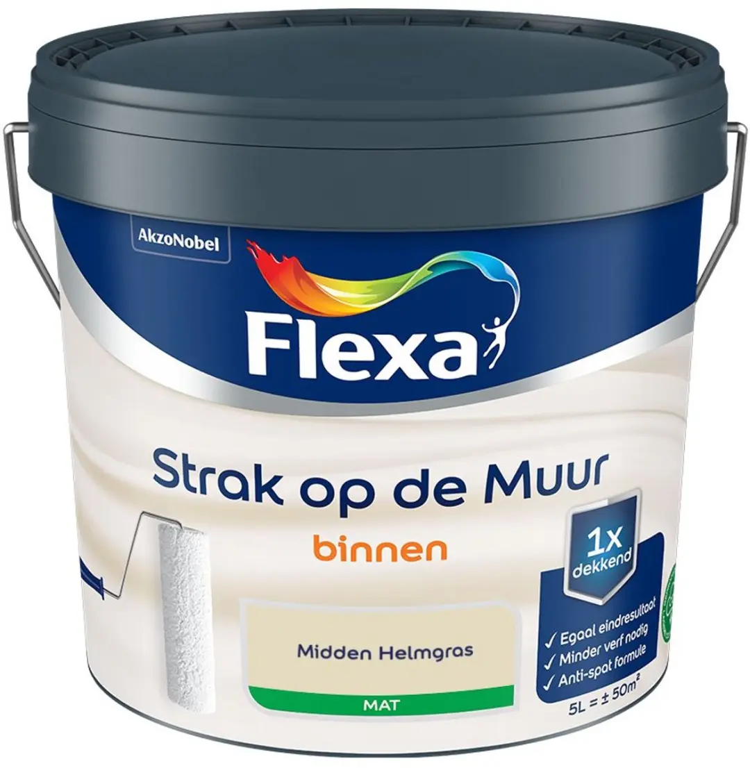 Flexa Strak Op De Muur Binnen Mat Midden Helmgras Mengverf 5L