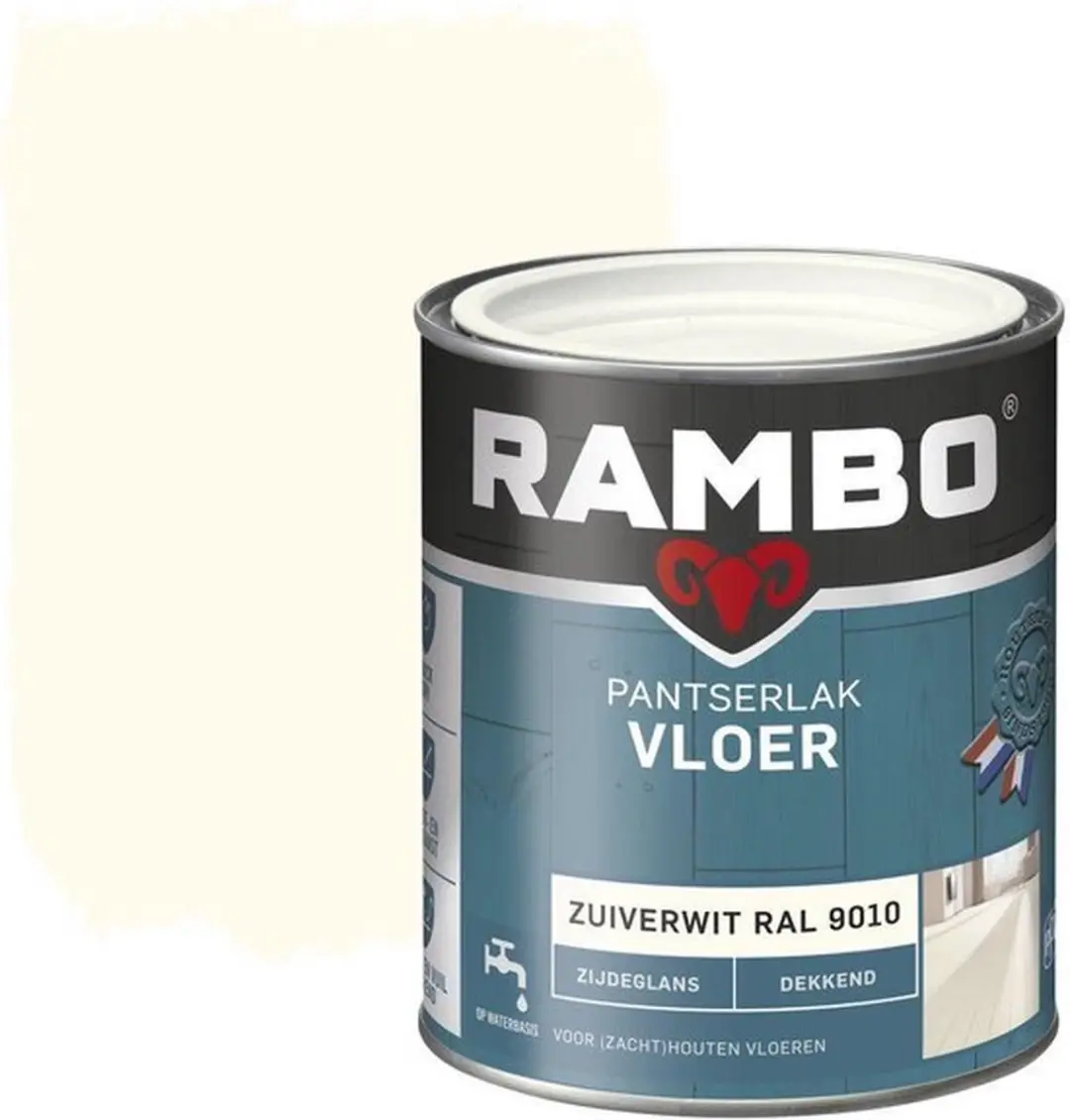 Rambo Pantserlak Vloer Zijdeglans RAL 9010 - 0.75L