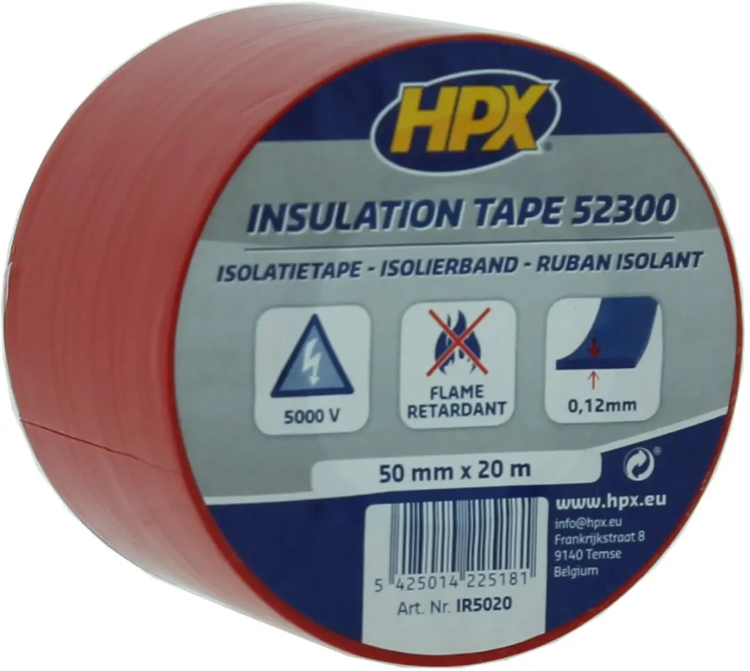 HPX PVC Isolatietape Rood 50mm x 20m