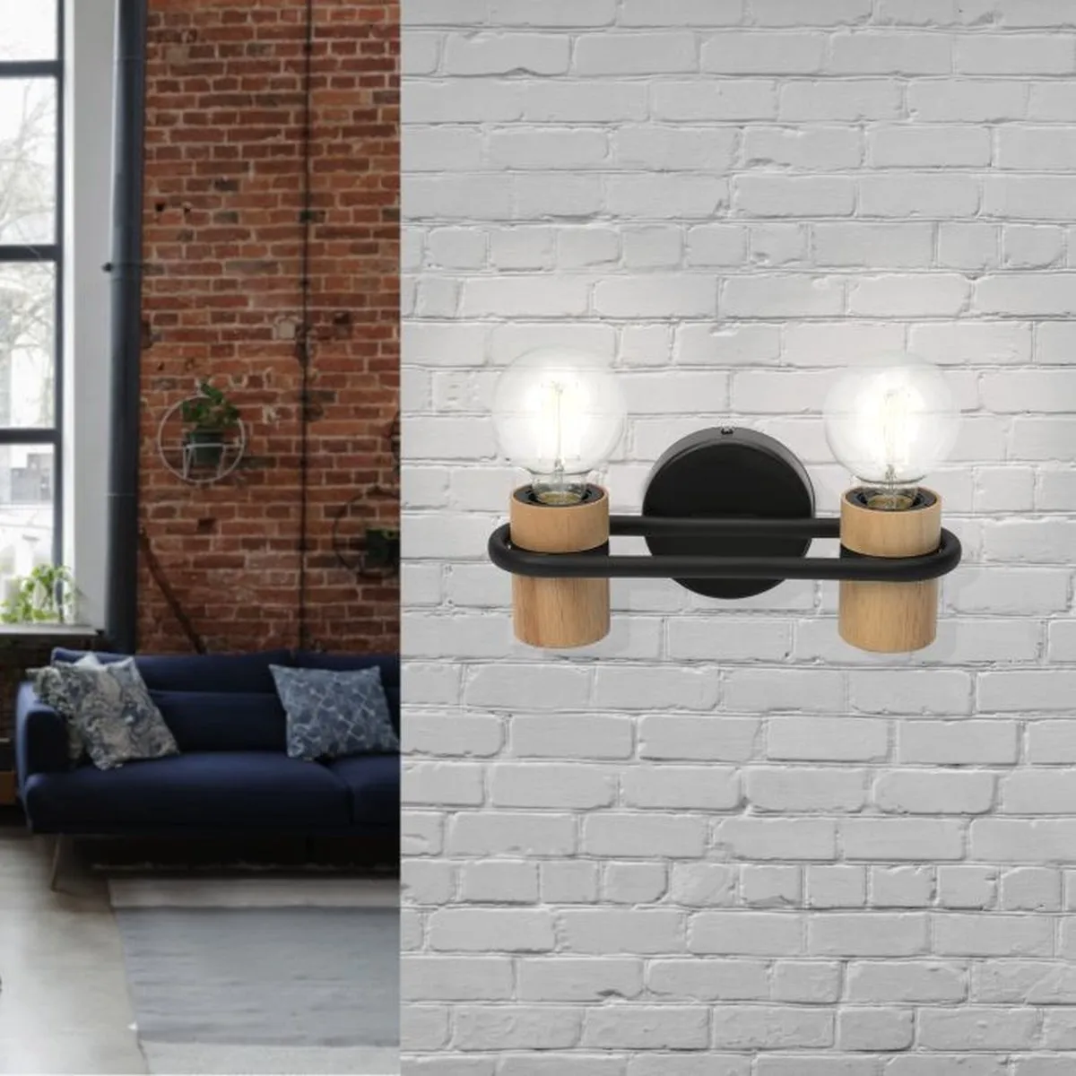 Eglo Chieveley Wandlamp E27 - 28,5 cm - Zwart - afbeelding 6 van 6