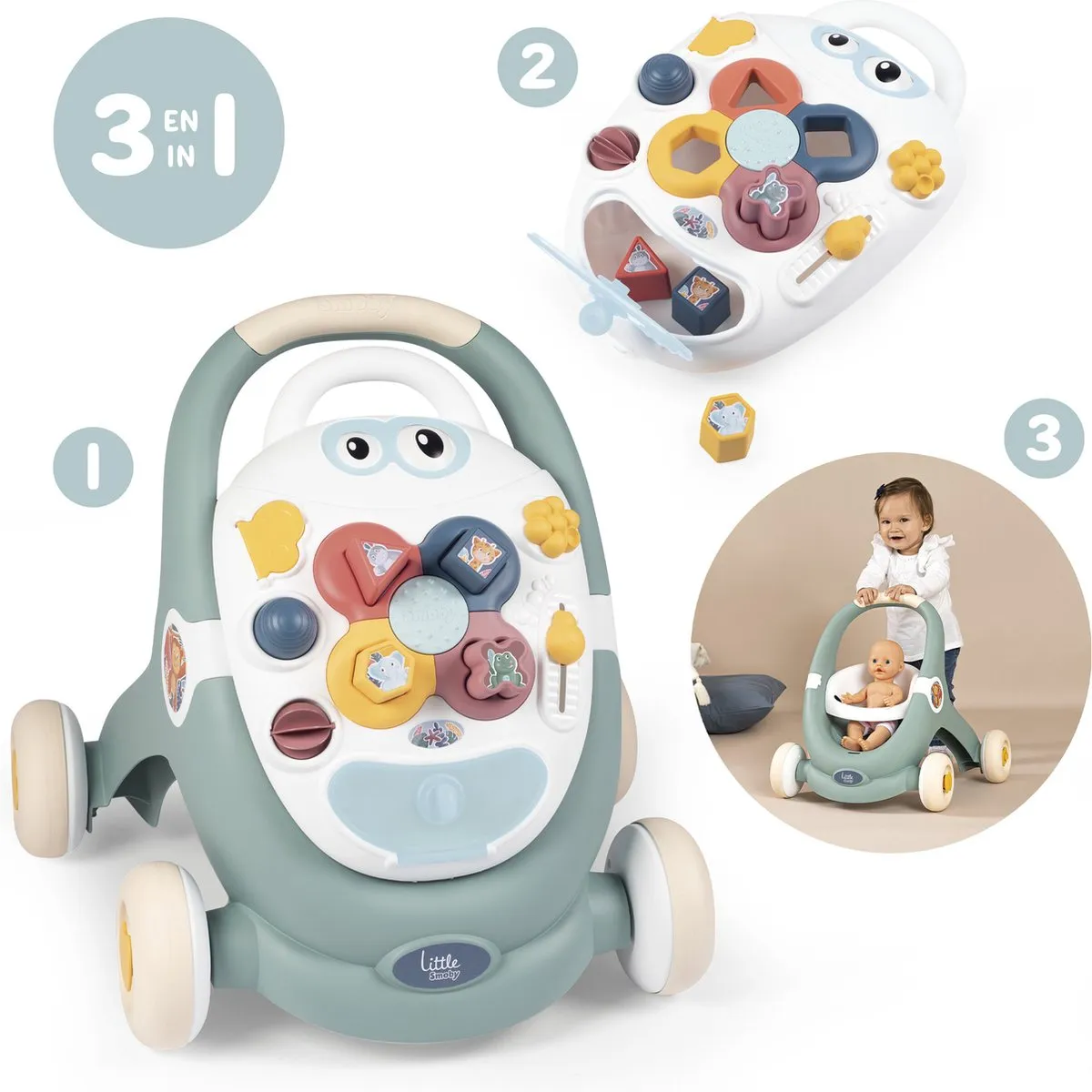 Smoby Little Smoby 3-in-1 Looptrainer Groen - afbeelding 6 van 6