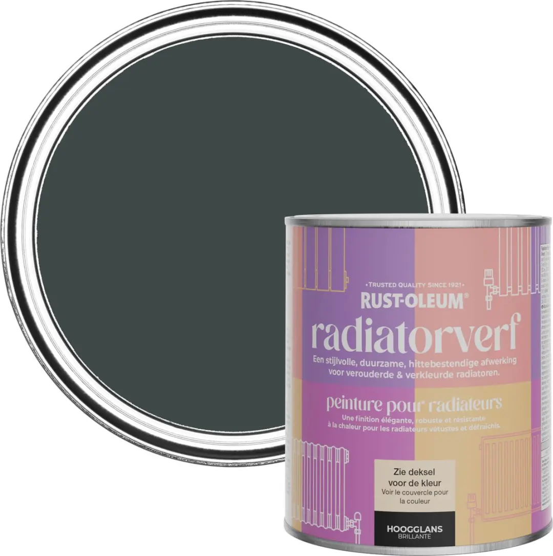 Rust-Oleum Radiatorverf Hoogglans Zwart Zand 750ml