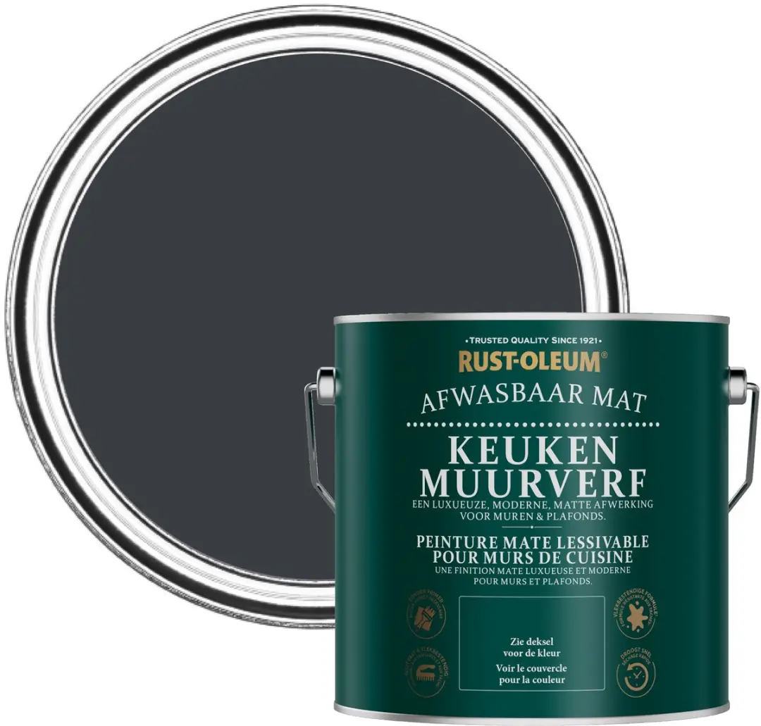 Rust-Oleum Keuken Muur- en Plafondverf Antraciet 2,5L