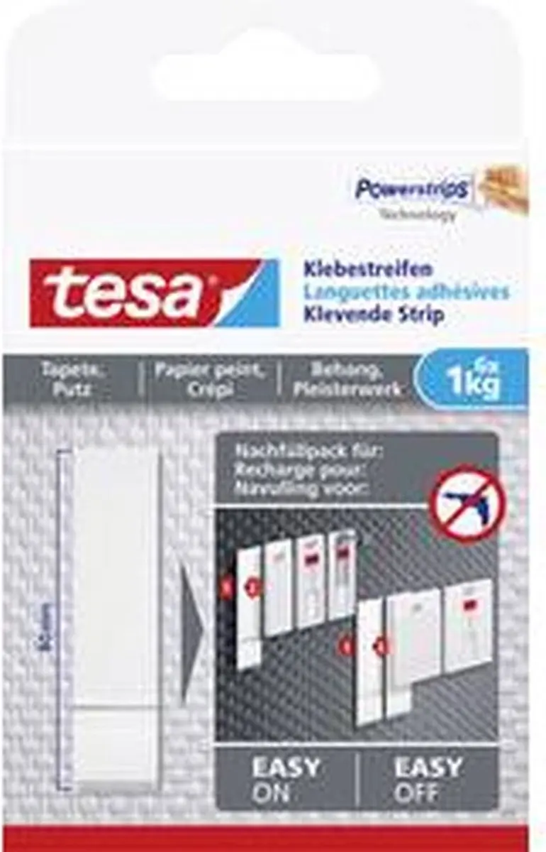 Tesa Klevende Strip voor Behang 6 Stuks - Wit