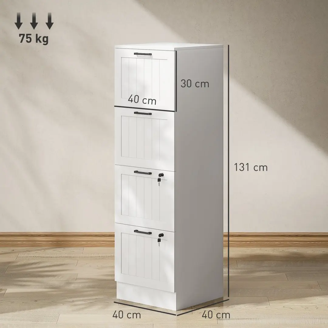 Homcom Archiefkast MDF 40x40x131cm - Wit