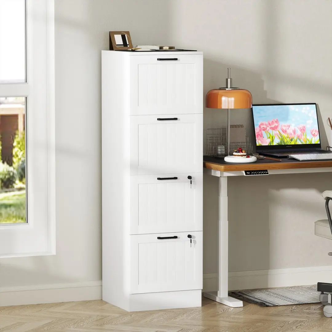 Homcom Archiefkast MDF 40x40x131cm - Wit - afbeelding 6 van 6