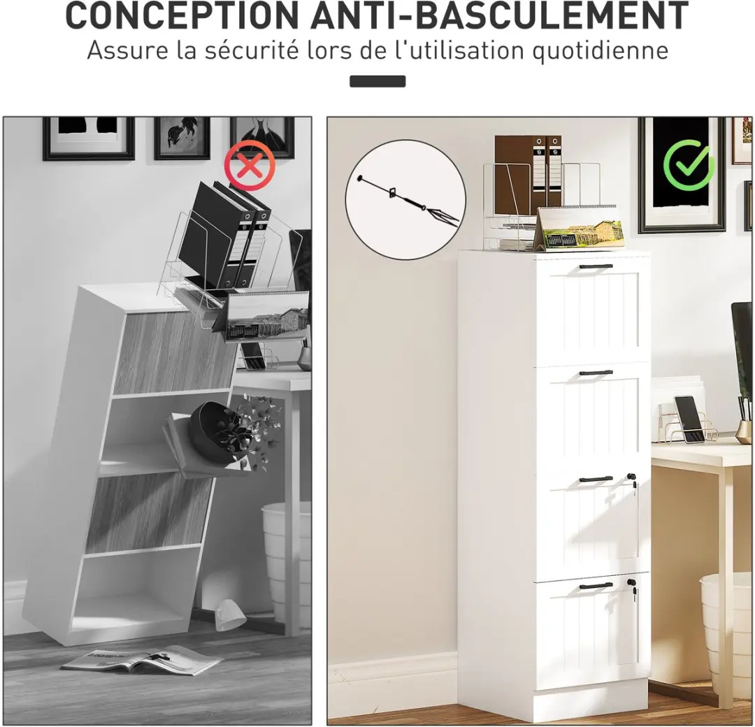 Homcom Archiefkast MDF 40x40x131cm - Wit